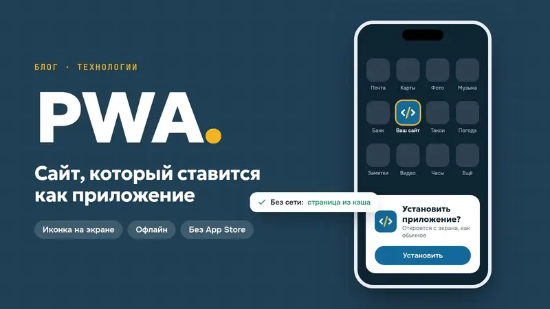 Обложка статьи «PWA-приложение для сайта: что это и когда оно нужно бизнесу»